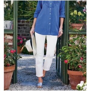 Soft Surroundings Ultimate Denim Pull-On Crop Pants White Womens 1X Stretch Chic